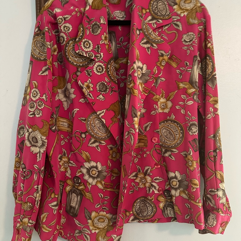 Vintage Dana Buchman Pink and Gold Floral Blazer